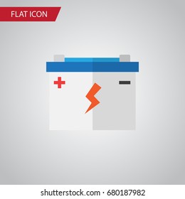 Isolated Battery Flat Icon. Accumulator Vector Element Can Be Used For Accumulator, Battery, Car Design Concept.