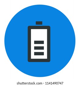 Isolated Battery Icon in a Blue Circle. 