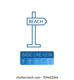 Isolated Beach Outline. Signpost Vector Element Can Be Used For Beach, Signpost, Directional Design Concept.