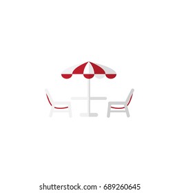 Isolated Beach Table Flat Icon. Recliner Vector Element Can Be Used For Recliner, Beach, Table Design Concept.