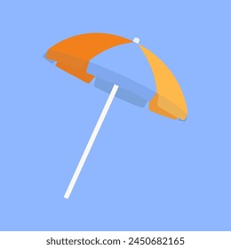 An isolated beach umbrella on a blue background.