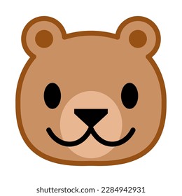 Isolated Bear Face Vector Icon, Emoticon