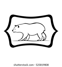 Isolated bear inside label design