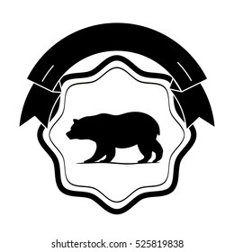 Isolated bear inside label design