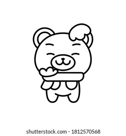 Isolated bear kawaii with scarf and hat - Vector