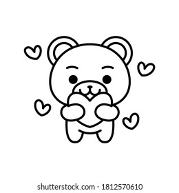 Isolated bear in love kawaii. Emoji of a bear - Vector