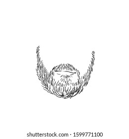 Isolated beard with mustaches and lips, Hand drawn vector sketch