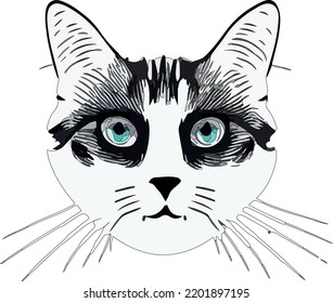 Isolated Beautiful Cat portrait illustration