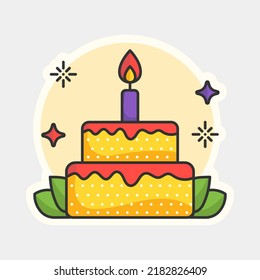 Hermoso Pastel Decorativo Aislado Con Velas Quemadas En Un Estilo Pegajoso Con Fondo Blanco.