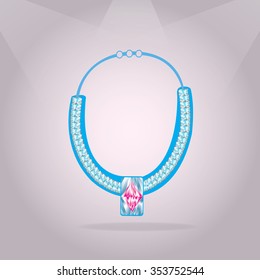Isolated beautiful necklace on a colored background