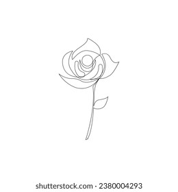 Isolated beautiful rose flower hand drawn outline continuous vector icon design 
