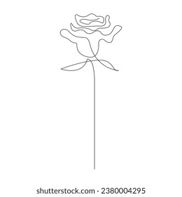 Isolated beautiful rose flower hand drawn outline continuous vector icon design 
