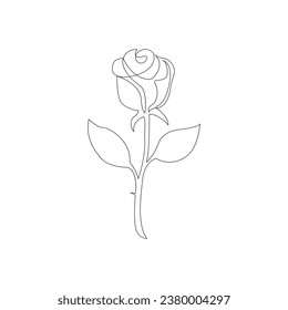 Isolated beautiful rose flower hand drawn outline continuous vector icon design 
