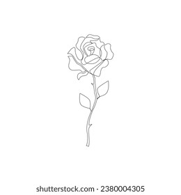 Isolated beautiful rose flower hand drawn outline continuous vector icon design 
