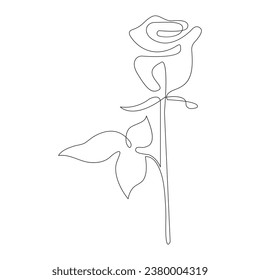 Isolated beautiful rose flower hand drawn outline continuous vector icon design 
