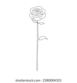 Isolated beautiful rose flower hand drawn outline continuous vector icon design 
