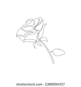 Isolated beautiful rose flower hand drawn outline continuous vector icon design 
