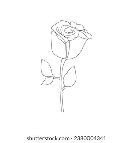 Isolated beautiful rose flower hand drawn outline continuous vector icon design 
