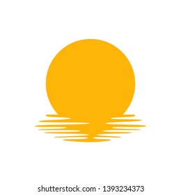 Isolated beautiful sunset with reflection in the water- Vector