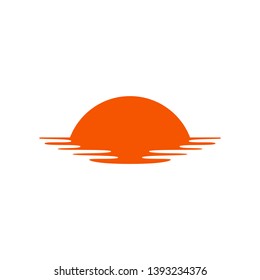 Isolated beautiful sunset with reflection in the water- Vector