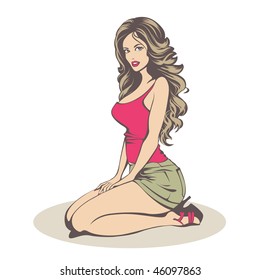 isolated beautiful woman, vector