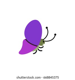 Isolated Beauty Fly Flat Icon. Summer Insect Vector Element Can Be Used For Butterfly, Monarch, Moth Design Concept.