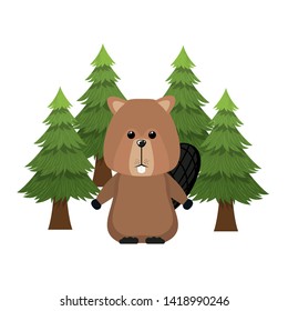 Isolated beaver forest animal design
