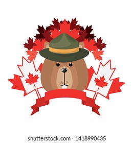 Isolated beaver forest animal design