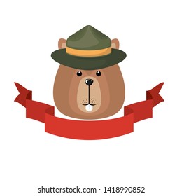 Isolated beaver forest animal design
