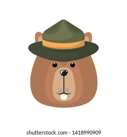 Isolated beaver forest animal design
