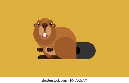 Isolated beaver icon in modern flat style, with simple Geometric shapes only