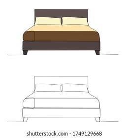 isolated, bed colored drawing by a continuous line