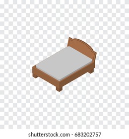 Isolated Bed Isometric. Bedstead Vector Element Can Be Used For Bedstead, Bed, Furniture Design Concept.