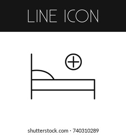 Isolated Bed Outline. Hospital Vector Element Can Be Used For Hospital, Bed, Clinic Design Concept.
