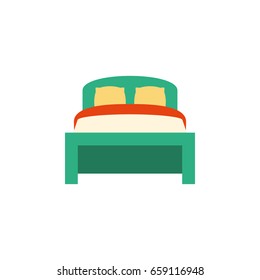 Isolated Bedding Flat Icon. Furniture Vector Element Can Be Used For Bedding, Bed, Furniture Design Concept.