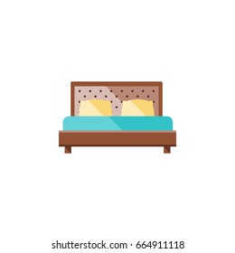 Isolated Bedroom Flat Icon. Hostel Vector Element Can Be Used For Bedroom, Hostel, Bed Design Concept.