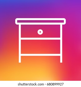 Isolated Bedside Table Outline Symbol On Clean Background. Vector Nightstand Element In Trendy Style.