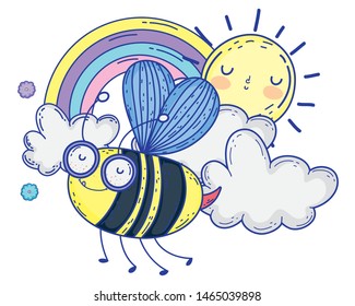 Isolated bee draw cartoon design vector illustration