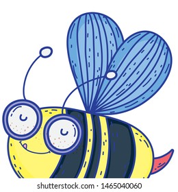 Isolated bee draw cartoon design vector illustration