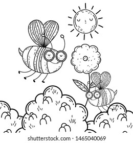 Isolated bee draw cartoon design