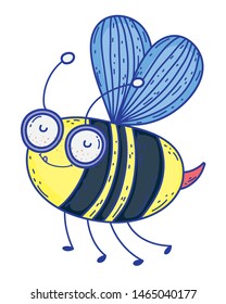 Isolated bee draw cartoon design vector illustration