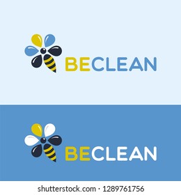 Isolated bee with drops and flower logo concept