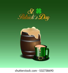 Isolated beer barrel and a mug, Patrick's day vector illustration