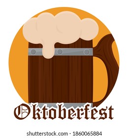 Isolated beer barrel oktoberfest logo icon- Vector
