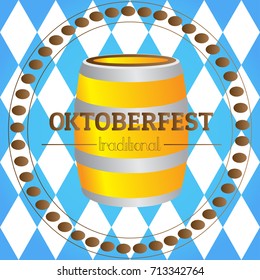 Isolated beer barrel on a textured background, Oktoberfest vector illustration