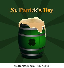 Isolated beer barrel, Patrick's day vector illustration