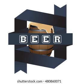 Isolated beer barrel with a ribbon, Vector illustration