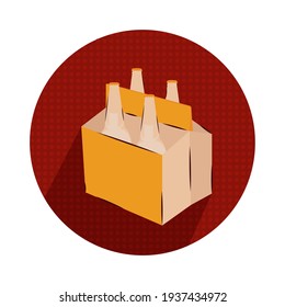 Isolated beer bottle box draw logo red icon- Vector