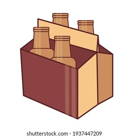 Isolated beer bottle box logo wood icon- Vector