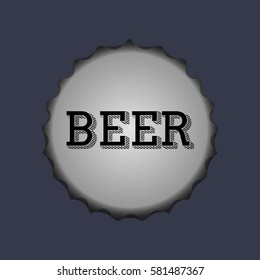 Isolated beer bottle cap on a blue background, Vector illustration